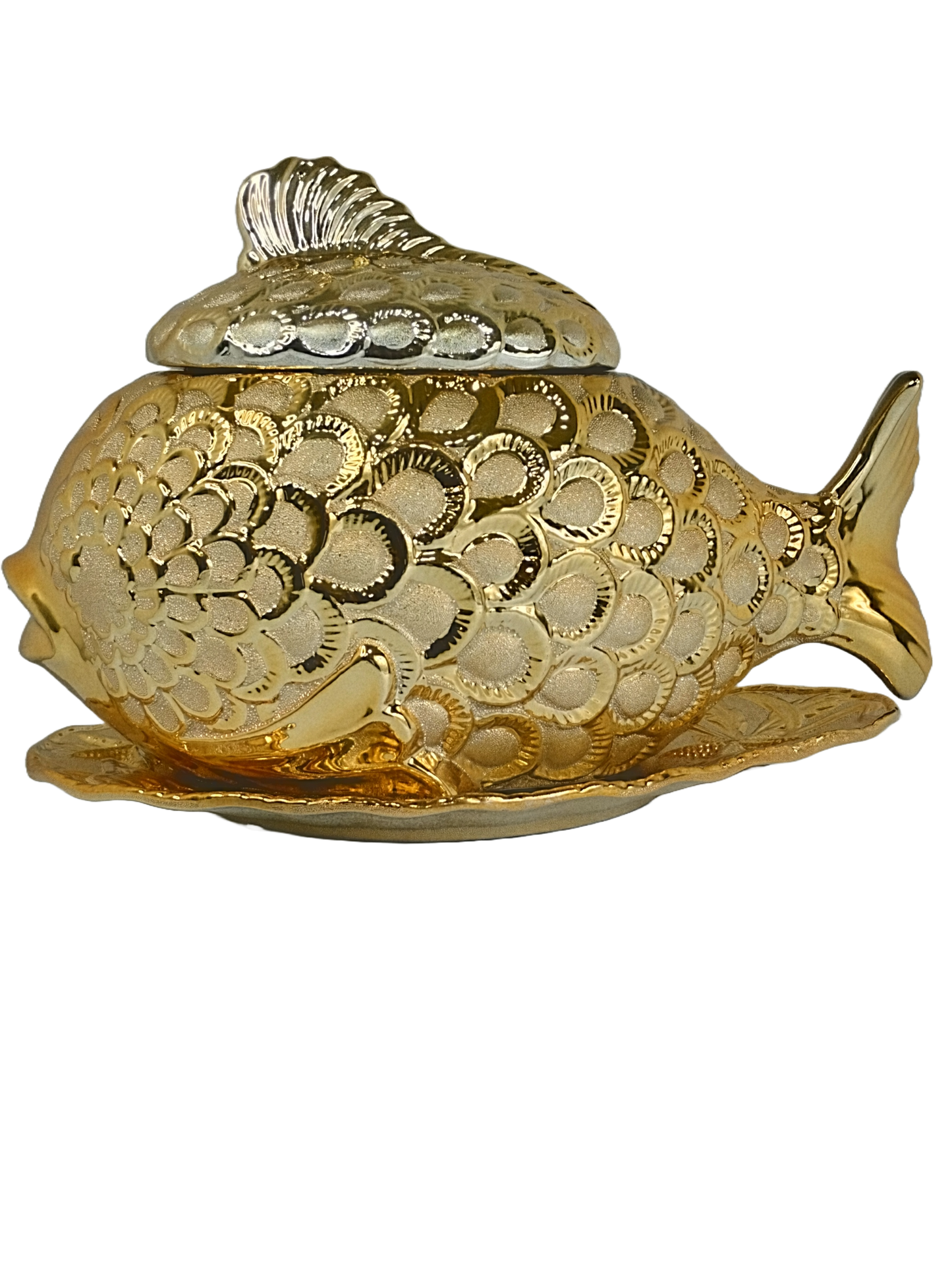 Sopera Ochun Dorada Forma de Pescado