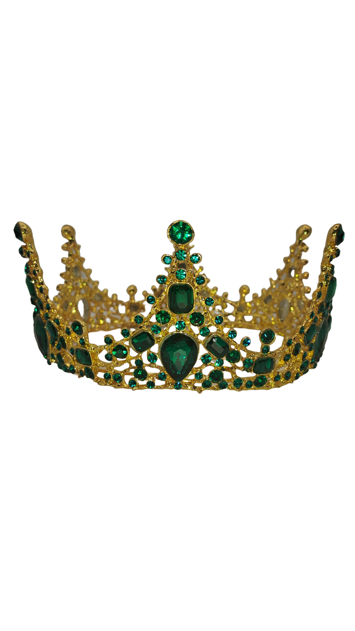 corona de gala orisha orula piedras verdes color dorado