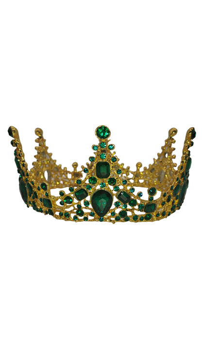 corona de gala orisha orula piedras verdes color dorado