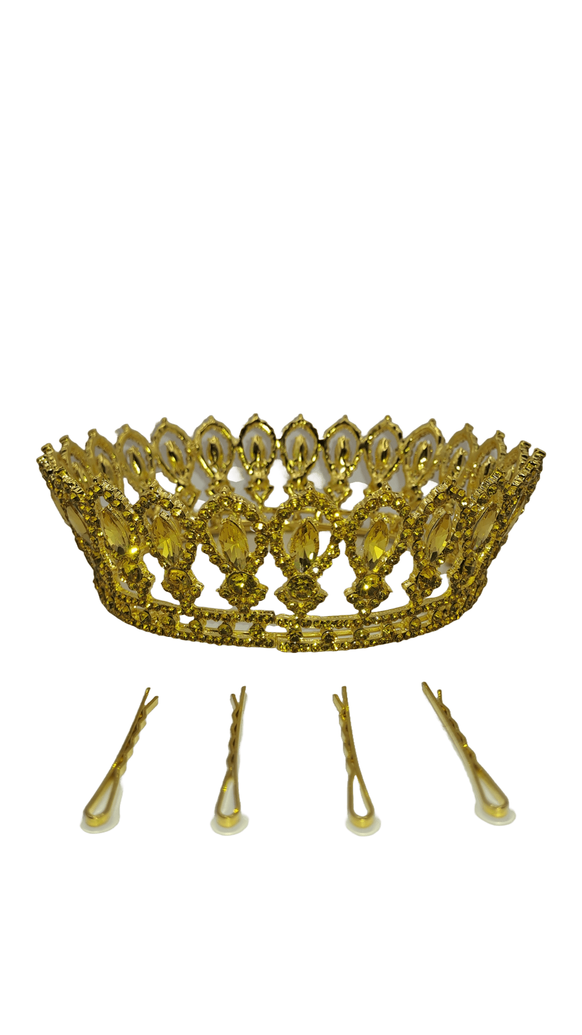 corona dorada con piedras amarillas para oshun de gala