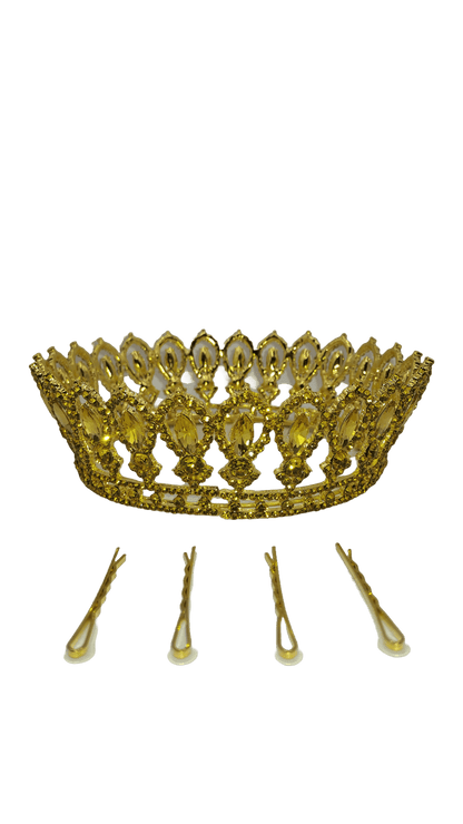 corona dorada con piedras amarillas para oshun de gala
