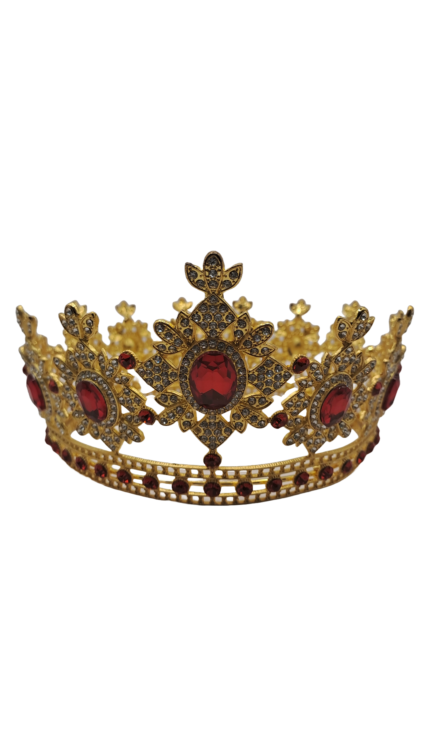 corona dorada con piedras rojas para shango oagayu santeria