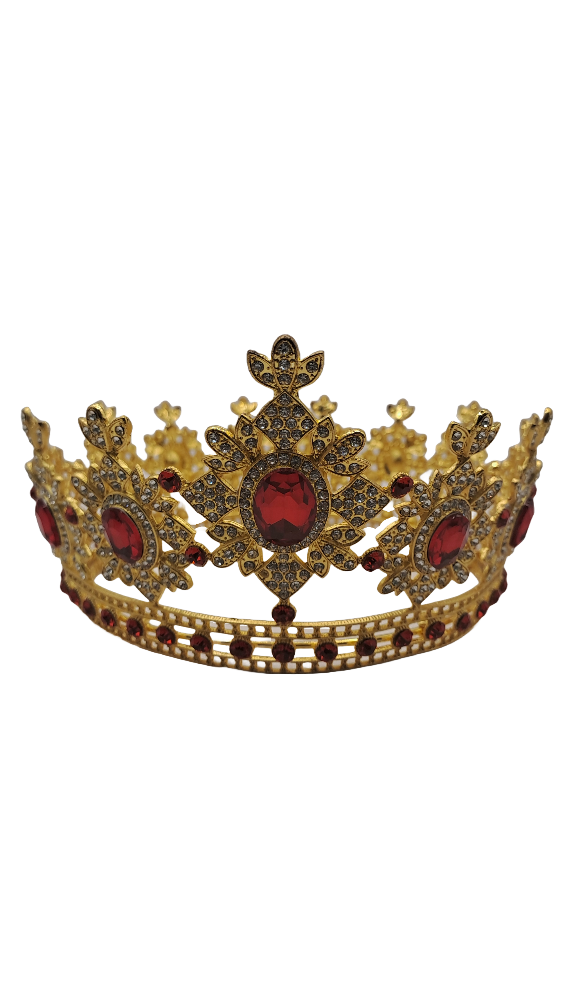 corona dorada con piedras rojas para shango oagayu santeria