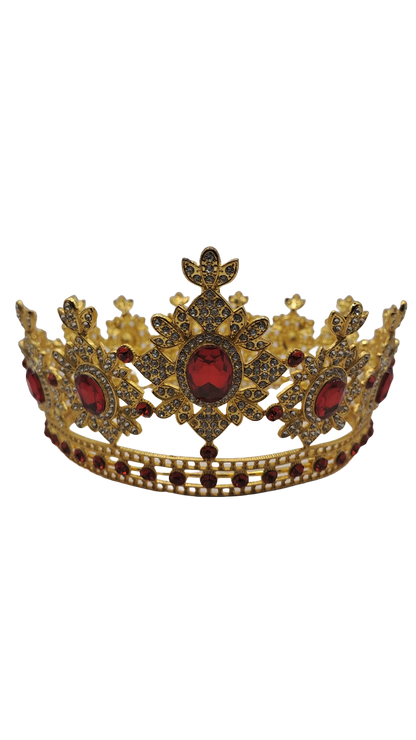 corona dorada con piedras rojas para shango oagayu santeria