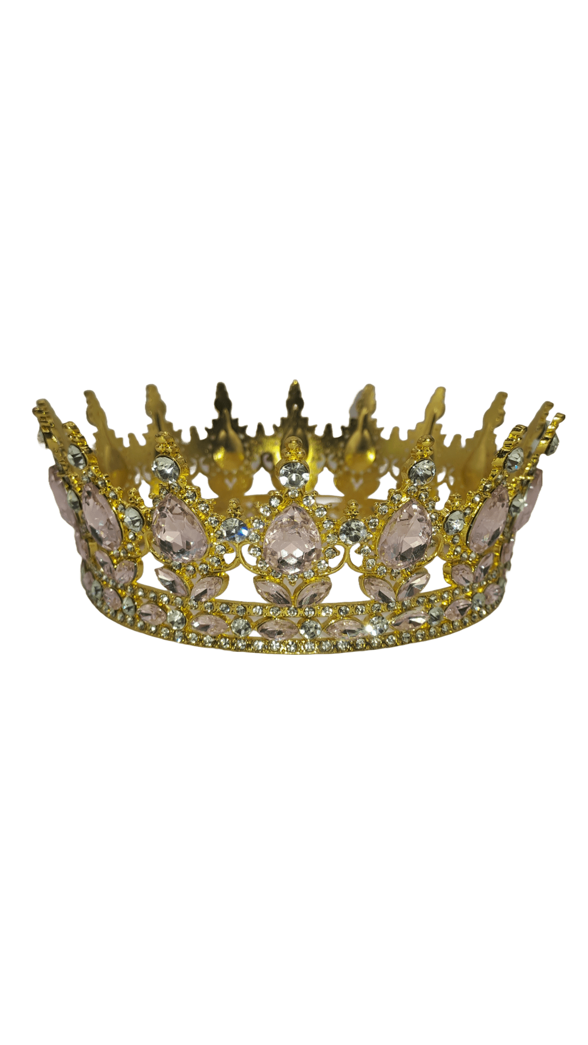 corona dorada con piedras rosas o rosadas de obba o nani santeria