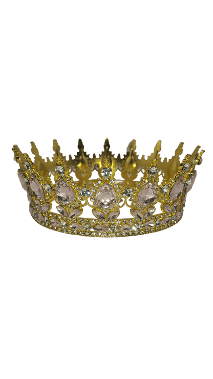 corona dorada con piedras rosas o rosadas de obba o nani santeria