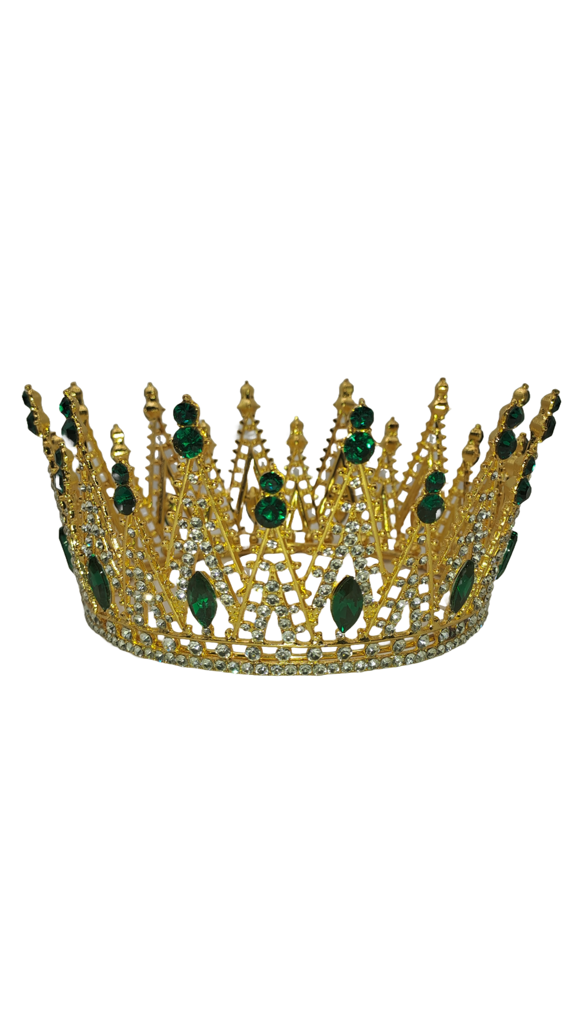 corona dorada con piedras verdes de la deidad inle erinle