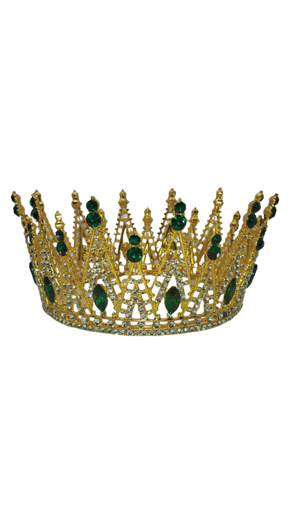 corona dorada con piedras verdes de la deidad inle erinle