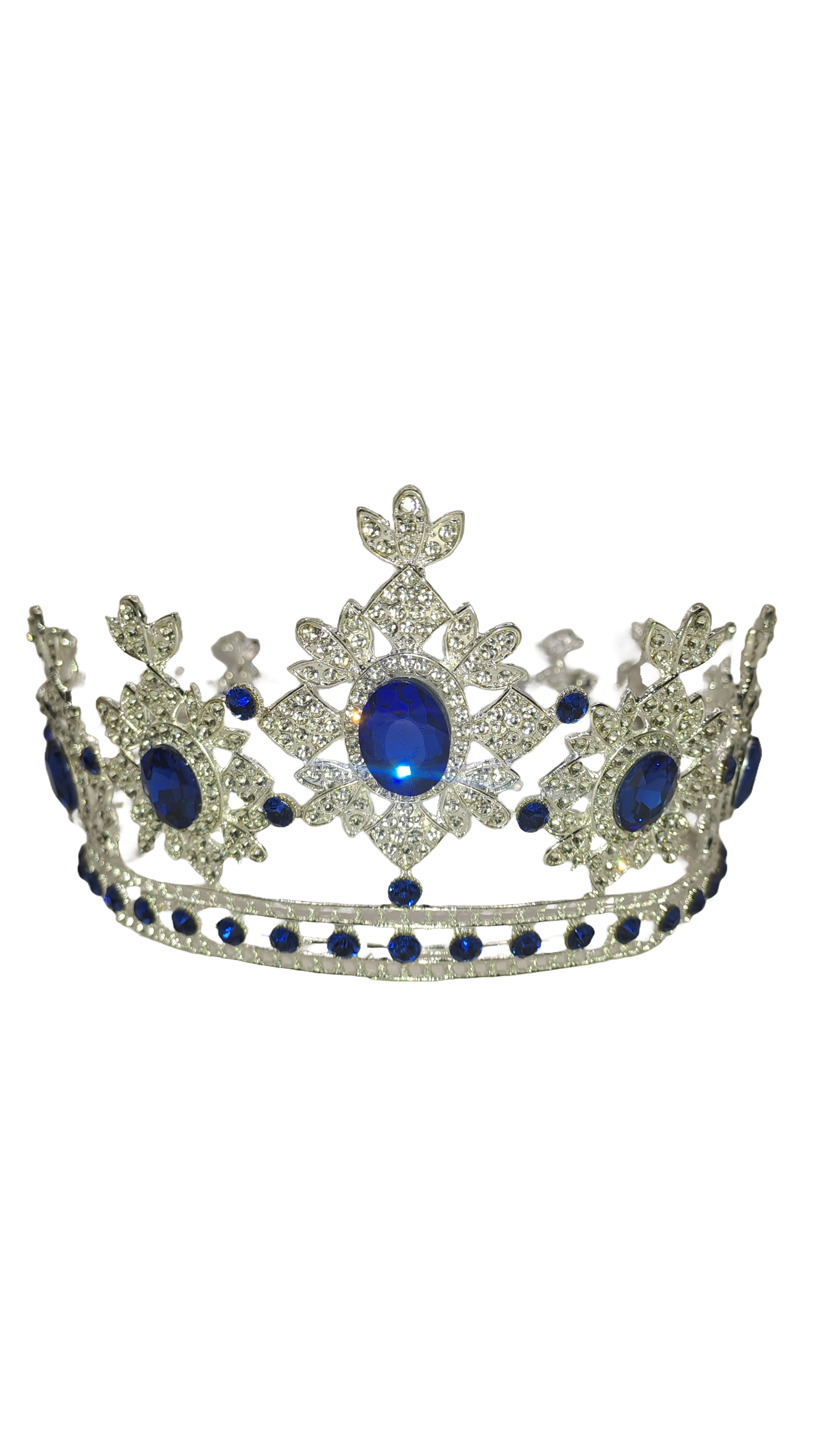 corona plateada con piedras azules para yemaya u olokun en la santeria