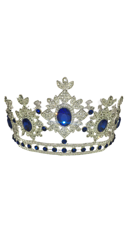 corona plateada con piedras azules para yemaya u olokun en la santeria