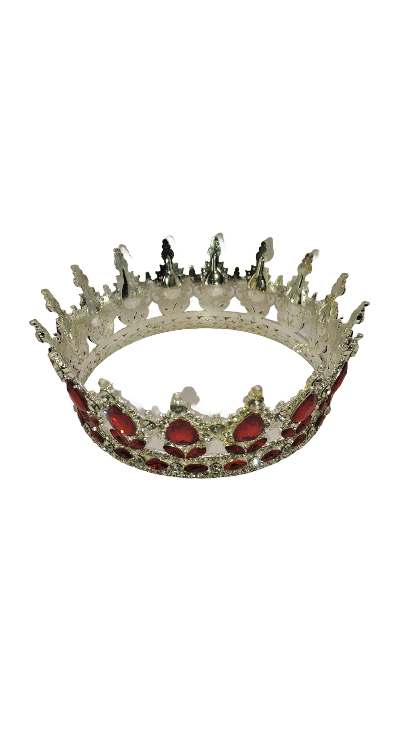 corona plateada con piedras rojas de aggayu o ayaggun