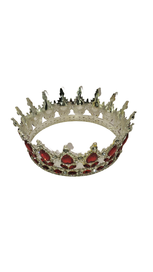 corona plateada con piedras rojas de aggayu o ayaggun