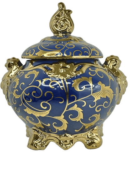 Sopera de Yemaya en ceramica con acentos en Azul con detalles Dorados