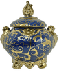 Sopera de Yemaya en ceramica con acentos en Azul con detalles Dorados