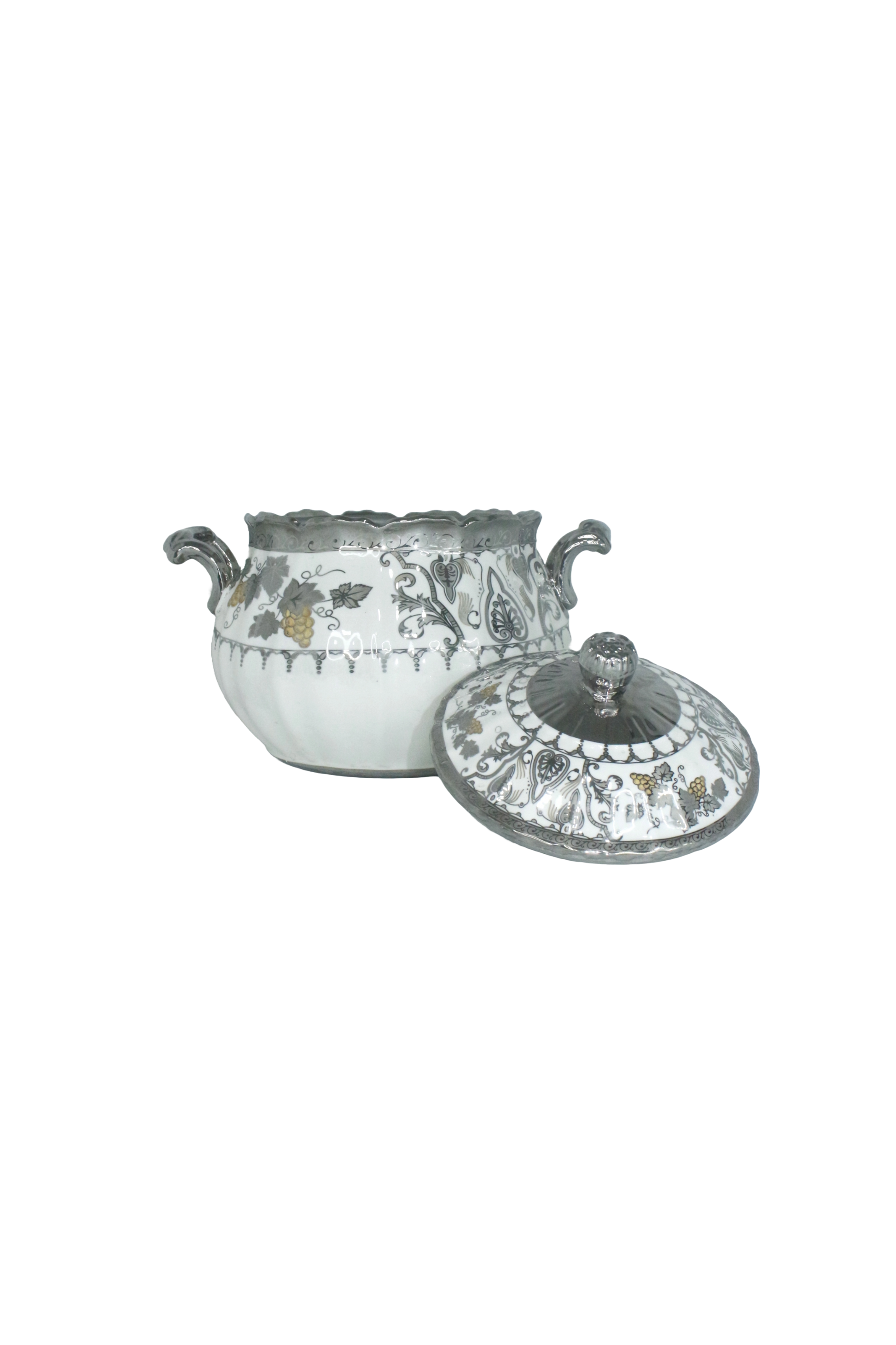 sopera obatala dibujos a colores blanco y plateado destapado