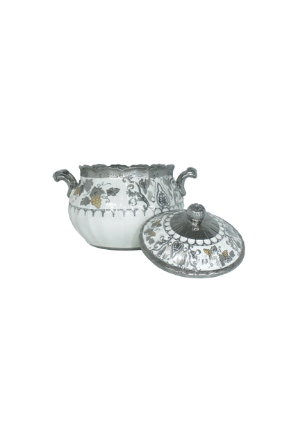 sopera obatala dibujos a colores blanco y plateado destapado