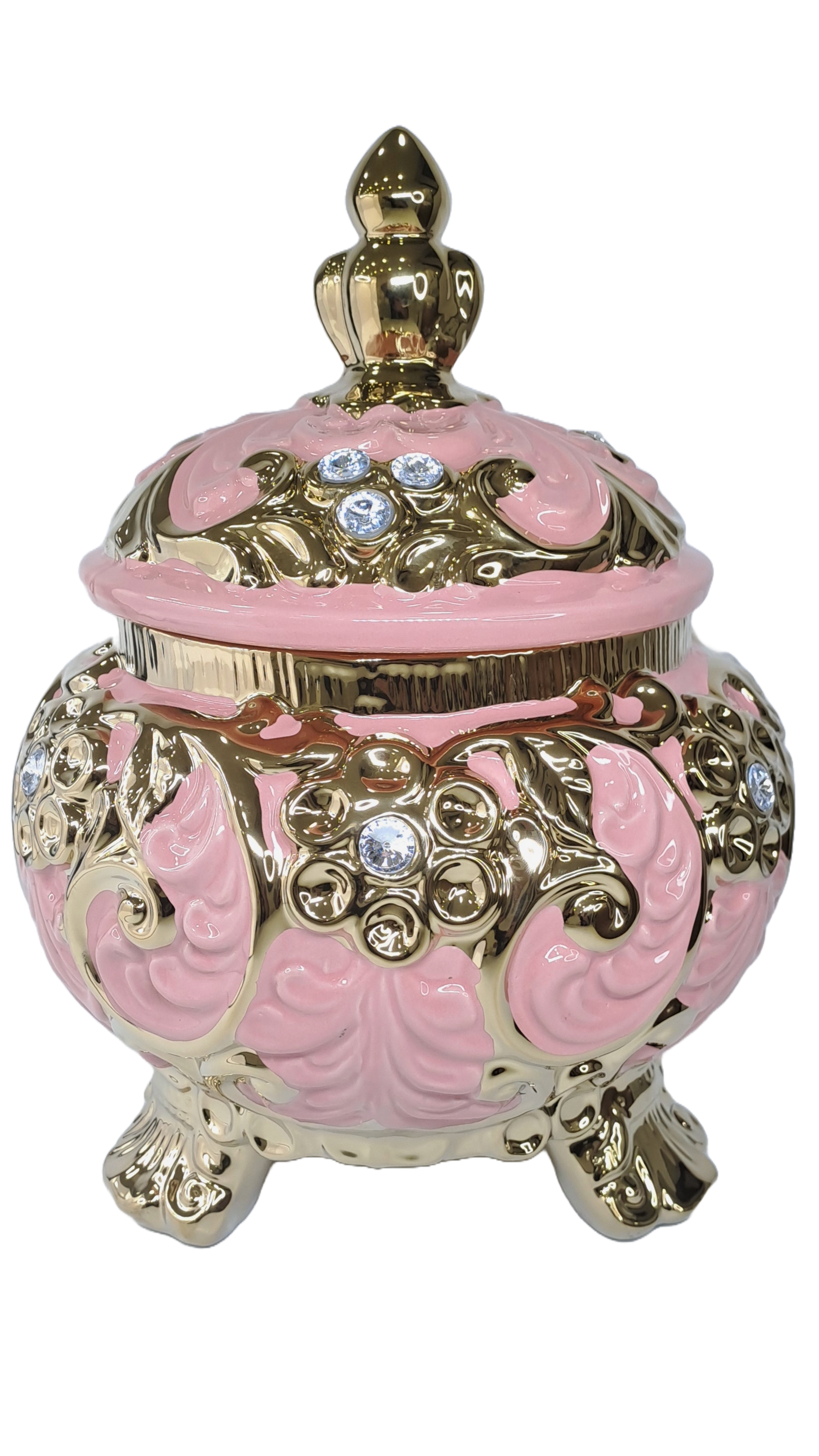 sopera redonda mediana Obba rosado y  dorado