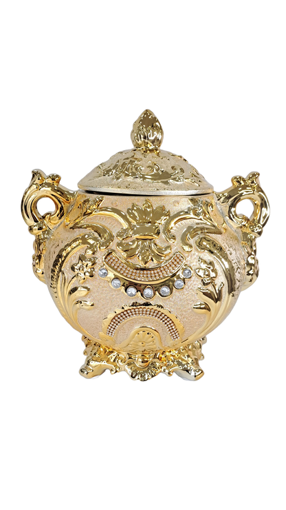 sopera redonda mediana con asas dorado oshun