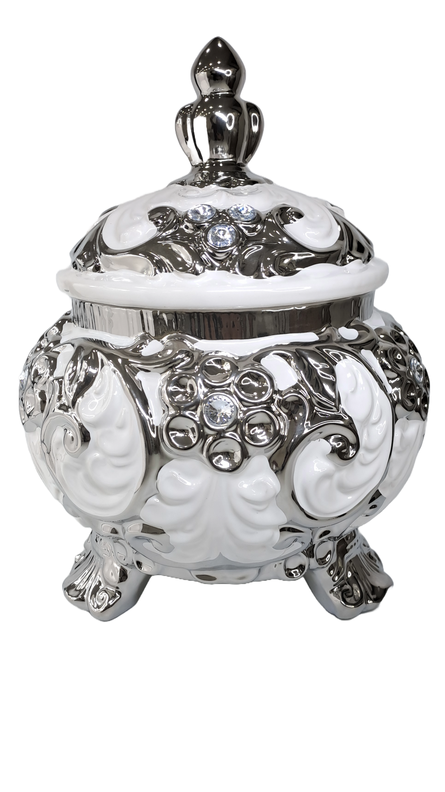 sopera redonda mediana obbatala blanco plateadoy