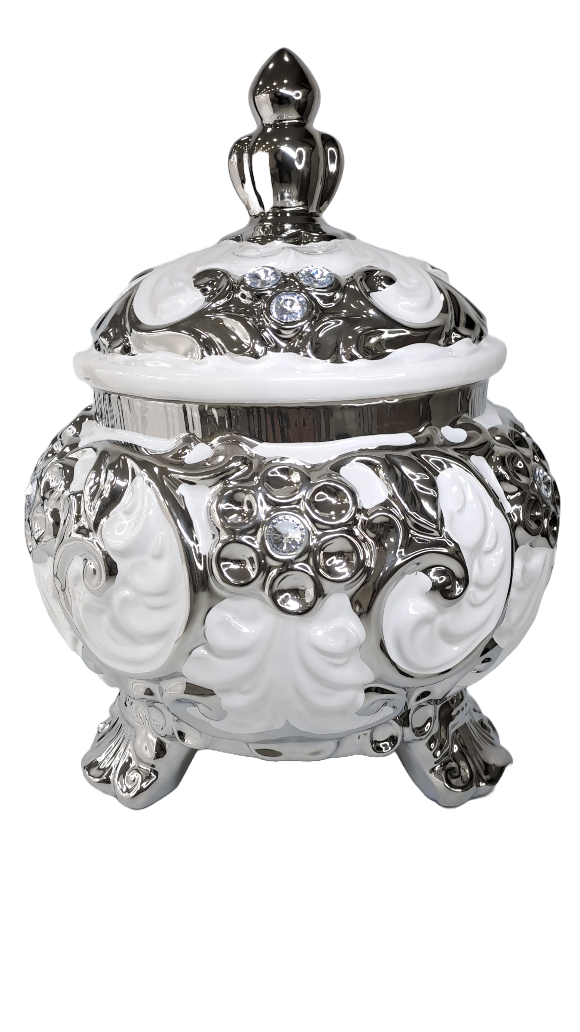 sopera redonda mediana obbatala blanco plateadoy