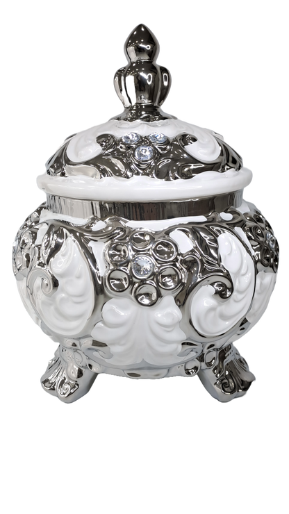 sopera redonda mediana obbatala blanco plateadoy