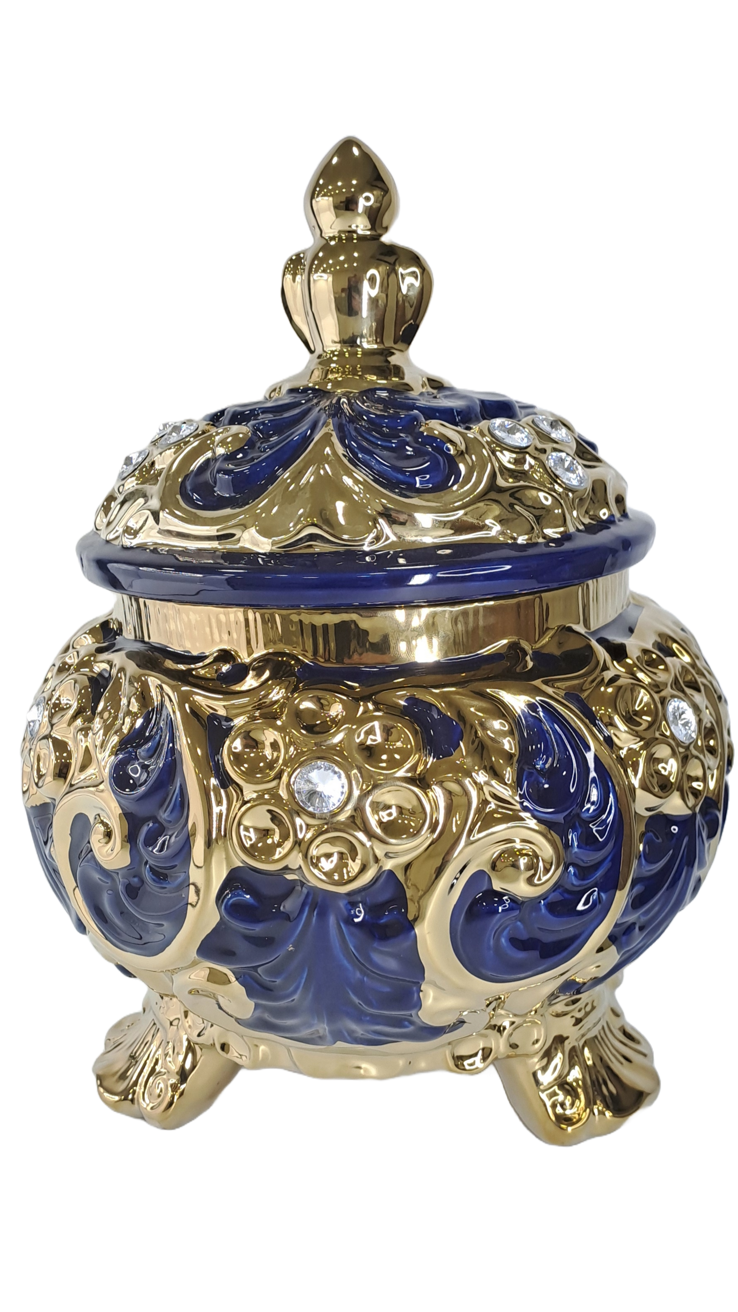  redonda mediana yemaya azul oscuro y  dorado