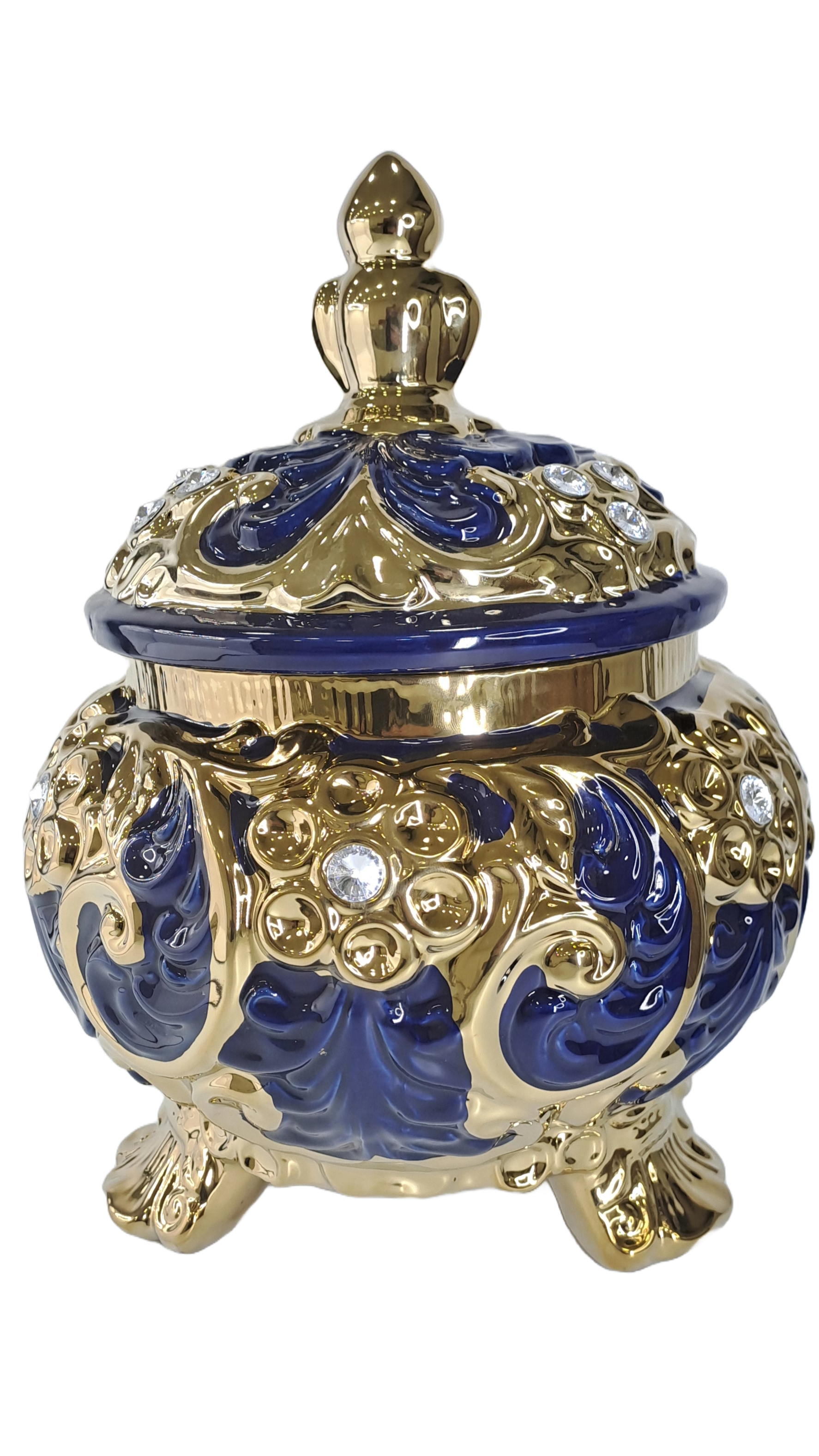  redonda mediana yemaya azul oscuro y  dorado