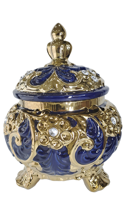  redonda mediana yemaya azul oscuro y  dorado